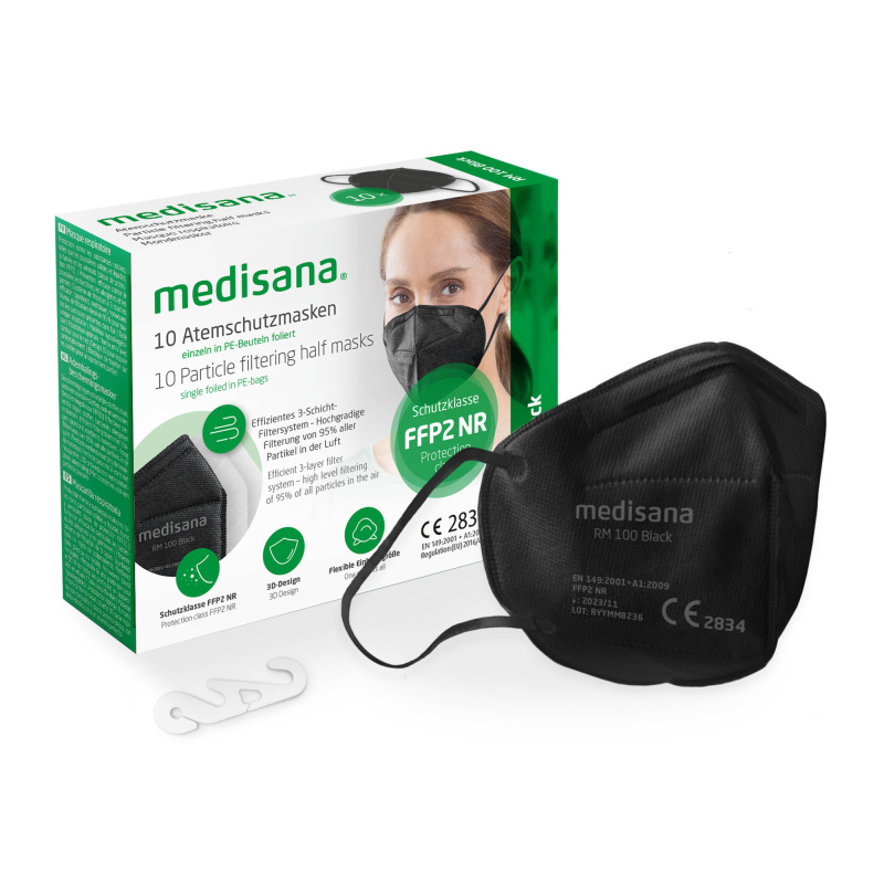 filtering medisana® black FFP2 Particle RM half mask 100